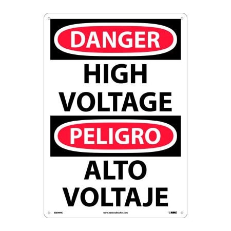 National Marker Co Bilingual Plastic Sign - Danger High Voltage ESD49RC